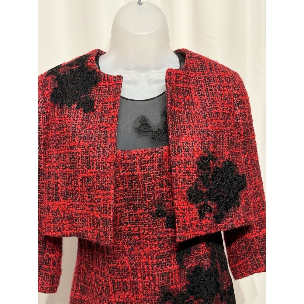 Teri Jon Wool Tweed Pattern Bolero Jacket And Dress Size 2 - Picture 5 of 14